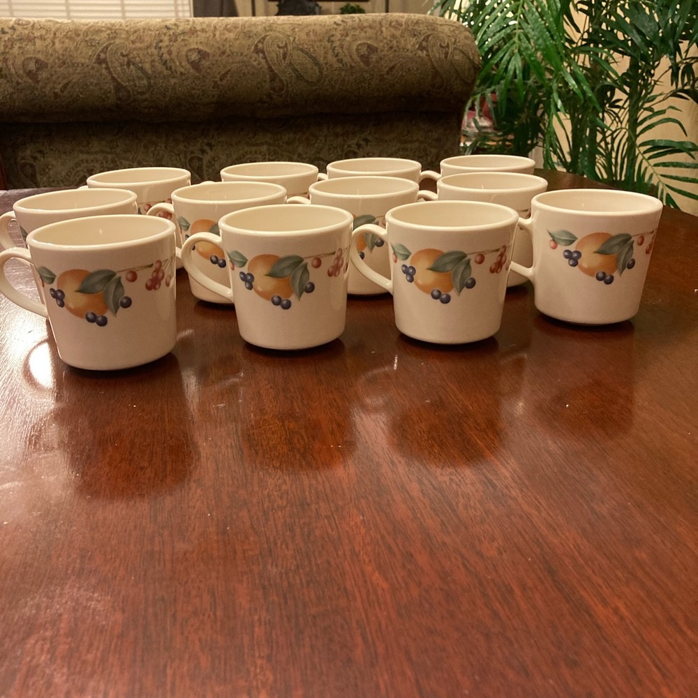 Discontinued CorningWare coffee mug / tea cups pattern Abundance Fruit set of 12